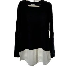 NWT Boutique Black Sweater with Layered Blouse